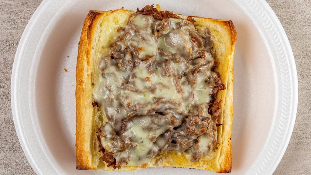 Bubba Beef · Our freshly sliced homemade Italian beef served on crisp garlic bread w/ melted mozzarella cheese.