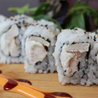 Chicken Roll · Grilled chicken with cream cheese topped with spicy mayo and brown sauce.