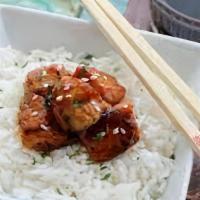 Kids White Rice With Chicken · Smaller portions without the salad.