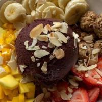 Large Five-O Bowl · Choice of traditional acai or dragon. fruit frozen base.  Topped with mango, strawberry, ban...