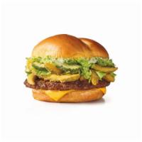 Big Dill Cheeseburger · Crispy pickle fries, a creamy dilly ranch, shredded lettuce, crisp pickle slices, and melty ...