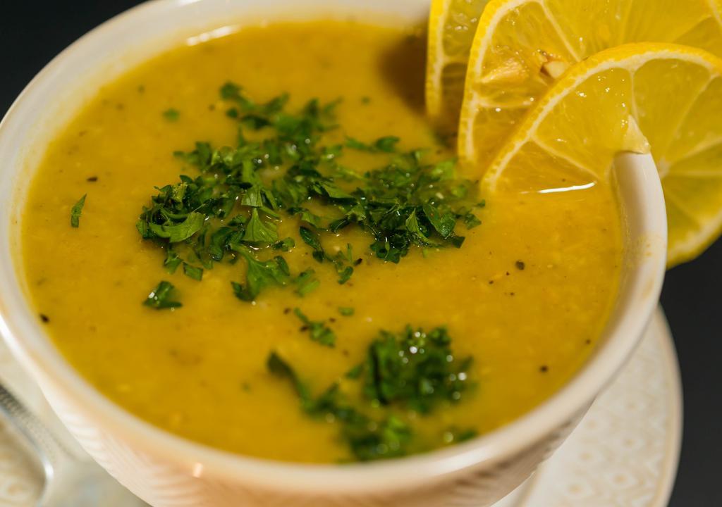 Crushed Lentil Soup · Vegetarian. Our signature house soup: Crushed lentils and house spices.