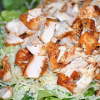Chicken Caesar Salad · Romaine, grilled chicken breast, Parmesan cheese, croutons, and our Caesar dressing.