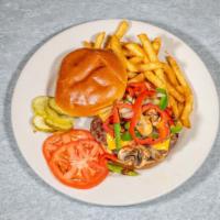 Maxfields Gourmet Burger · Certified Angus Beef Patty, American Cheese, Grilled Onions, Mushrooms and Peppers