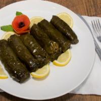 Grape Leaves · Grape leaves stuffed with rice and ground beef.