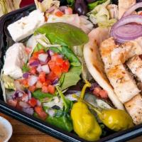 Pita Dinner · Choose between Gyro or Chicken. Dinners include  fries or greek salad comes with feta, olive...