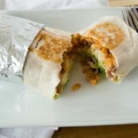 Veggie Burrito · Vegetarian. Flour tortilla, Mexican cheese and avocado.