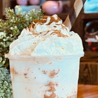Horchata Smoothie · Hispanic Inspired Drink made with Rice Milk, Cinnamon, Whip Creme, Chocolate Straw blended t...