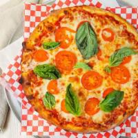 Margherita Pizza (Cheese Pizza) · Dough, tomato sauce, and cheese.