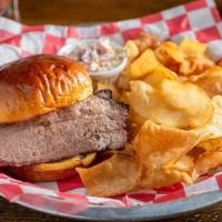 Brisket Sandwich · Smoked beef brisket on a brioche bun.