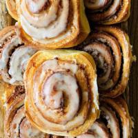 Giant Cinnamon Roll · Extra-large frosted cinnamon roll. Heat up for a warm, gooey treat! May be provided frozen. ...