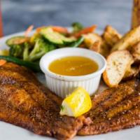 Catfish Fillet · Choose One or Two Fillets, prepared Blackened or Grilled served with roasted rosemary potato...