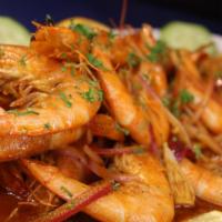 Camarones Cucaracha · 15 count Deep fried shell shrimps, cooked and our tasty and spicy Nayarit sauce. Bet you can...