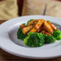 Rama · Steamed broccoli and topped with peanut sauce. Served with steamed jasmine rice.