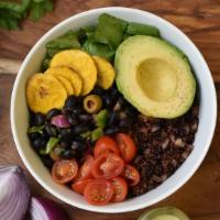 Havana Summer Grain Bowl · Chopped Romaine, Quinoa, Farro, Black Rice, Black Bean Salad, Grape Tomatoes, Red Peppers, A...