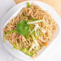 Vegetable Hakka Noodles · Soft noodles stir-fried with vegetables and Chinese seasonings.