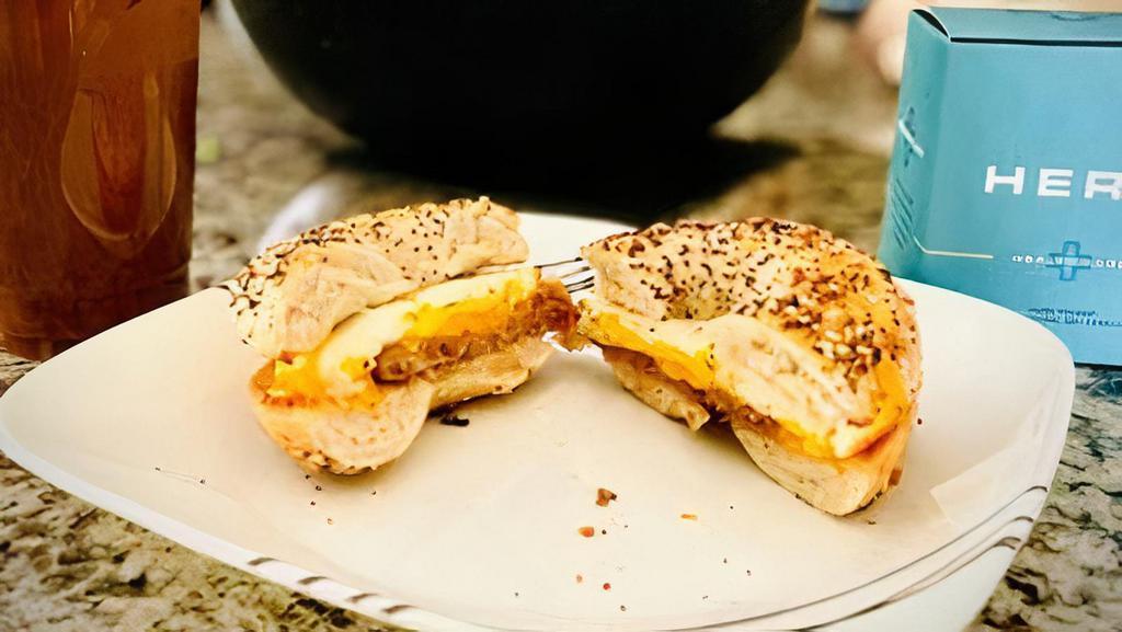 Bagel Breakfast Sandwich · Your choice of Bagel Bin Bagel or english muffin. Comes with Egg and your choice of cheese. Add choice of meat.  We bake the sandwich in our turbo chef oven and magic comes out!