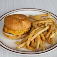 Kids Cheeseburger (Gf) · with housemade ranch & choice of kettle chips or fruit.  sub mixed greens salad $2.