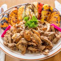 Shawarma Plate · Choice of marinated char-broiled beef or chicken.
