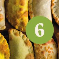 Combo 6: Veggie Paradise · 2 Portobello, Spinach & Mozz  + . 2 Spicy Cheese  + . 2 Shiitake Curry (Vegan)