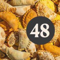 Combo 48: Nuchas Sampler · 9 Ground Beef  +  9 Chipotle Chicken + 8 Italian Sausage  +  8 Portobello, Spinach & Mozz  +...
