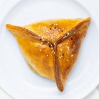 Samsa Beef · Beef pastry filled with beef, onion, herbs, and beef fat.