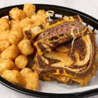 Patty Melt · Topped with grilled onions, American cheese, and house sauce, on rye bread, and side choice ...