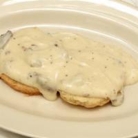 Biscuits And Gravy (Half Or Full Order)  · 7am-10am Only.
Golden Biscuits served with sausage gravy.