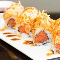 Sexy Girl · Spicy. Spicy tuna, crunchy inside topped with spicy crab meat.