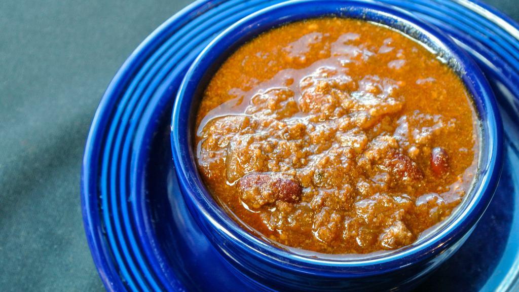 Cup Of Pete'S Kicked Up Chili · A thick blend of fresh ground beef, green peppers, onions, tomatoes, red kidney beans and special seasonings, simmered to perfection