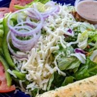 Market Salad · Mixed greens, house cheese blend, hard-boiled egg, tomatoes, red onions and cucumbers