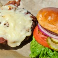 Bbq Bacon Cheeseburger · Applewood smoked bacon, house blend cheese and topped with our tangy BBQ sauce
