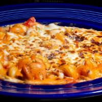 Baked Cavatappi · Cavatappi pasta with spinach in blush sauce. Topped with a six-cheese blend and baked