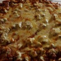 Supreme Thin Crust Pizza · Cheese and sauce based with homemade Italian sausage, pepperoni, mushroom, onion and green p...