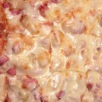 Hawaiian Thin Crust Pizza · Choice of BBQ or tomato pizza sauce. Please specify. Pineapple chunks and Canadian bacon pre...