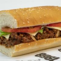 Pizza Burger · A burger sub made with pizza sauce, cheese, fresh bread, USDA grade A meats, onions, lettuce...