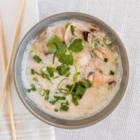 Tom Kha Soup · Coconut milk broth with galangal, lemongrass, kaffir lime, mushrooms, and onions.
*Any custo...