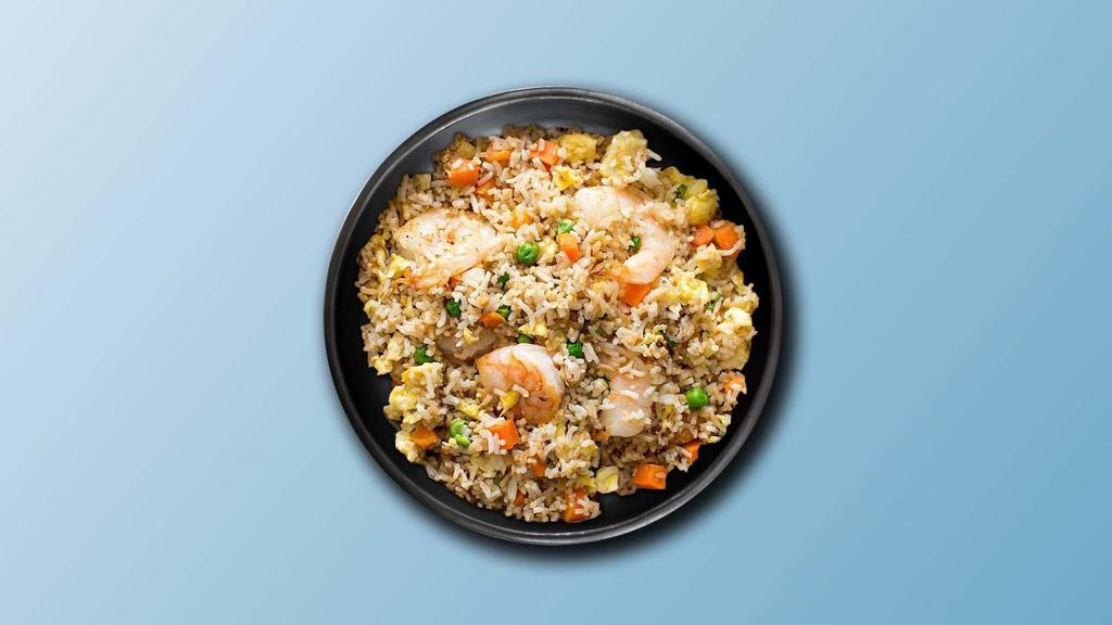 Shrimp Bbq Fried Rice  · Fresh shrimp mixed with spices, onions, bell peppers, eggs, soy-garlic sauce, BBQ sauce, and seasoned fried rice.