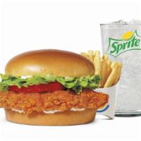 Medium Spicy Crispy Chicken Sandwich Meal · Made with juicy, tender and crispy 100% white meat chicken, seasoned and breaded with bold f...