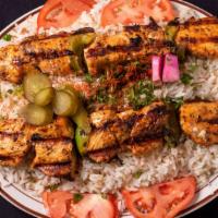 Shish Tawook Dinner · Charbroiled, marinated chicken breast kabob.
