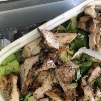 Chicken Shawarma Salad - Large · Marinated charbroiled chicken.