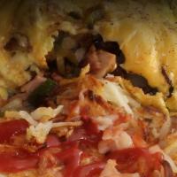 Vegetarian Omelette · Green peppers, tomatoes, onions, mushrooms & cheese.