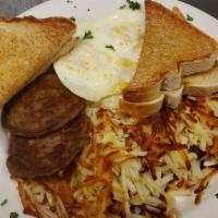 Billys Swamp Special · Two eggs prepared your way, crispy hash browns or country-fried potatoes, with your choice o...