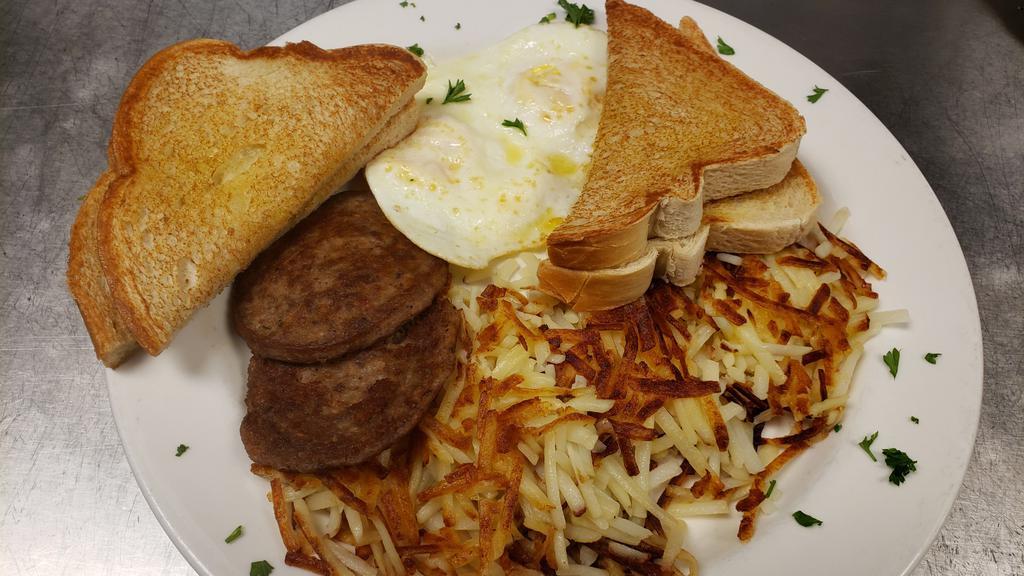 Billys Swamp Special · Two eggs prepared your way, crispy hash browns or country-fried potatoes, with your choice of bacon, sausage patties, smoked ham, or Country-Fried Steak for an additional charge. With your choice of white, wheat, sourdough toast, or a buttermilk biscuit.