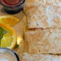 Cheese & Veg Quesadilla · Grilled quesadilla loaded with cheese, grilled onions, red peppers and green peppers. Served...