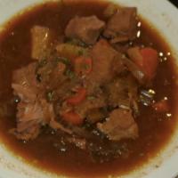 Irish Stew · Sirloin steak, potatoes, peas and carrots slow cooked in a homemade beef and Guinness broth....