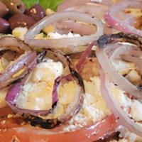 Grilled Greek Plate · Chargrilled chicken breast, tomatoes, and red onions, with kalamata olives and cucumbers. To...