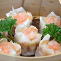   Jumbo Shumai  (5) · 5 pieces. Steamed chinese-style shrimp dumplings with house sauce.