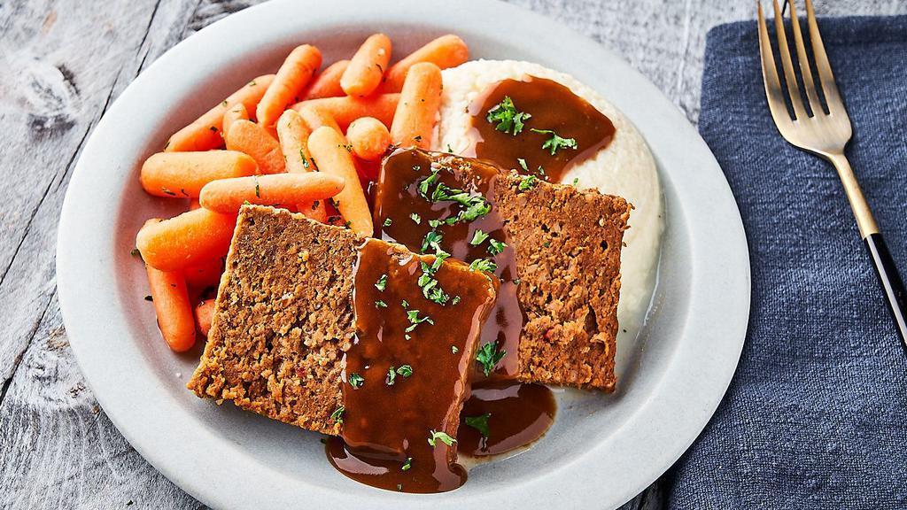Meatloaf Meal · Housemade Meatloaf topped with Brown Gravy, with Mashed Potatoes, & Roasted Carrots. Heat & serve.