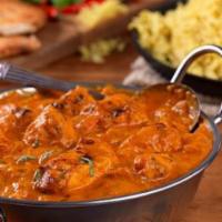 Chicken Tikka Masala · Marinated boneless pieces of chicken grilled and sauteed in a delicious creamy sauce.